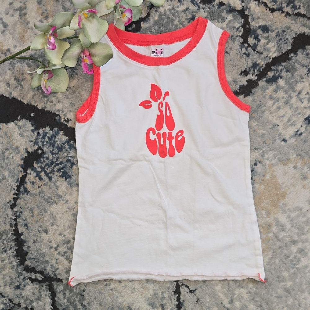 Kids Sleeveless White and Red Tank Top
